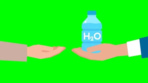 Hand of poor white person asks for help. Man reaches out with a bottle of water Stock Footage 276524628