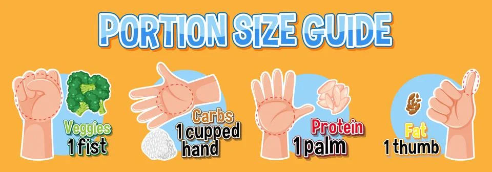 Hand Portion Size Guide for Healthy Eating Illustrazione stock