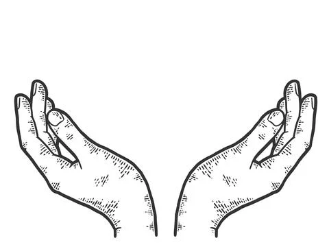 Hand pose. Sketch scratch board imitation color. Stock Illustration
