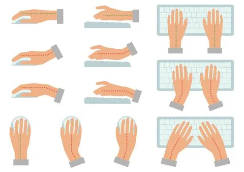 Hand position for use keyboard and holding mouse Stock Illustration