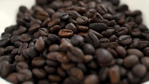 Hand pouring and screening of roasted coffee bean Stock Footage 159133766