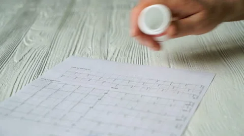 Hand pours out tablets from the bottle on a table Stock Footage 63278003