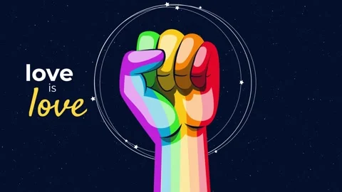 Hand of power with lgbtiq flag pride day colors animation 4k Stock Footage 252246141