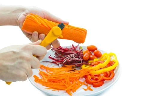 Hand preparing vegetable Stock Photos