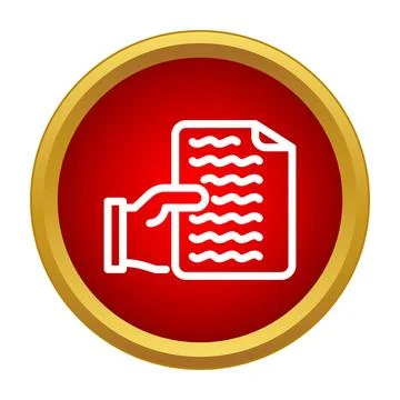 Hand presenting document file icon in red circle Illustrazione stock