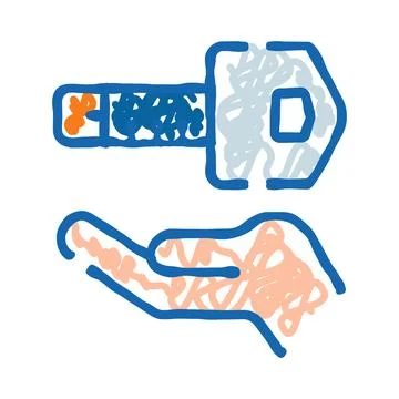 Hand presenting house key symbol offering security Ilustração Stock
