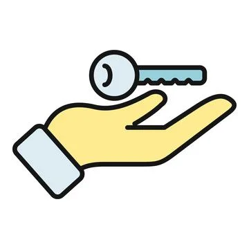 Hand presenting key offering security, access, solution Stock Illustration