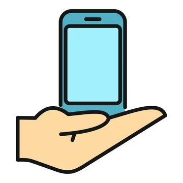 Hand presenting smartphone screen for mobile access Stock Illustration