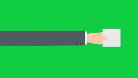 Hand presenting a square object, symbolizing offering on green screen. Stock Footage 299045958