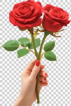 Hand Presenting Two Red Roses Foto stock