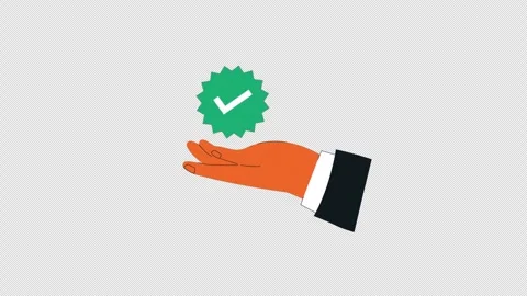 Hand Presenting Verified. Quality Assurance Animation Video - Transparent Stock Footage 323990265