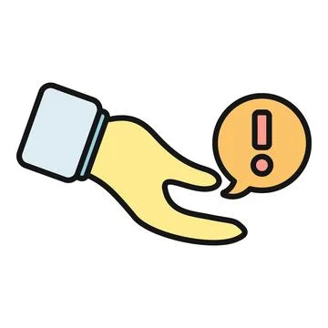 Hand presenting warning alert exclamation mark concept icon Stock Illustration