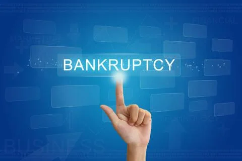 Hand press on bankruptcy button on touch screen Stock Illustration