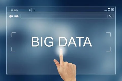 Hand press on big data button on website Stock Photos