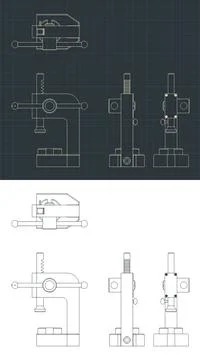 Hand press blueprints Stock Illustration