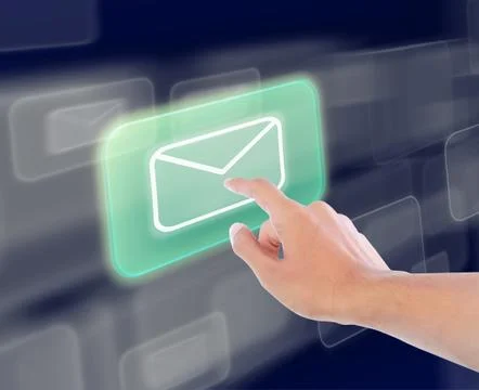 Hand press the button of icon of letter Stock Illustration