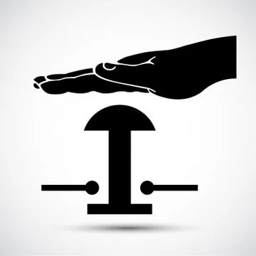 Hand press the emergency button Icon Symbol Sign Isolate on White Background, Illustrazione stock