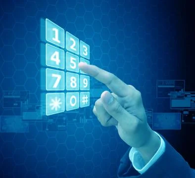 Hand press number Foto stock