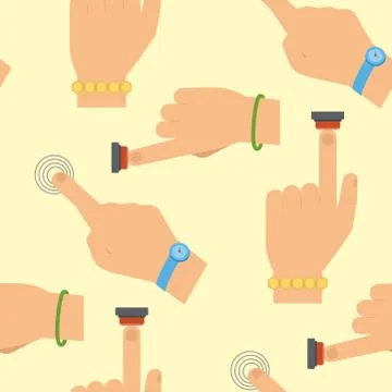 Hand press red button vector finger control start up arm push pointer cursor Stockillustratie