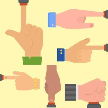 Hand press red button vector finger control start up arm push pointer cursor Stock Illustration