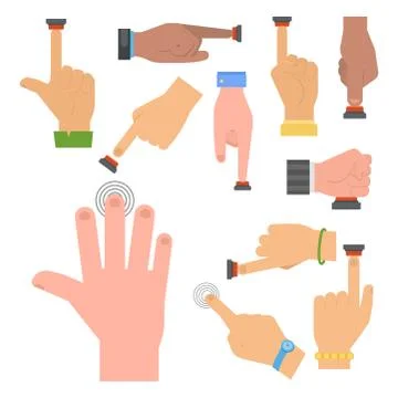 Hand press red button vector finger control start up arm push pointer cursor イラスト素材