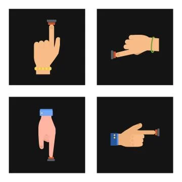 Hand press red button vector finger control start up arm push pointer cursor イラスト素材