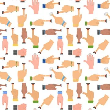 Hand press red button vector finger control start up arm push pointer cursor Illustrazione stock
