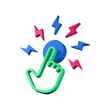 Hand press start button on white background Stock Illustration