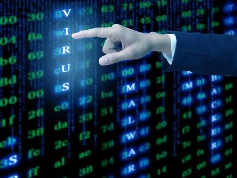 Hand press virus Stock Photos