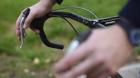 Hand presses on the brakes Stock Footage 54409504