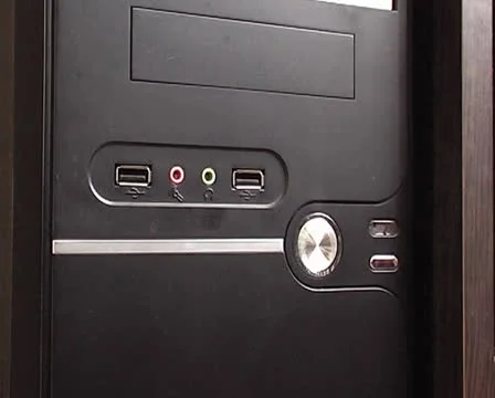 Hand presses the button on the computer Stock Footage 24821947