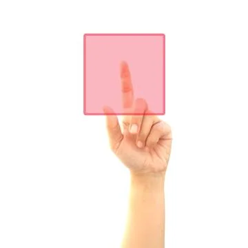 The hand presses the button Stock Illustration