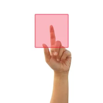 The hand presses the button 库存照片