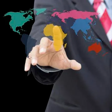 The hand presses the button 스톡 사진