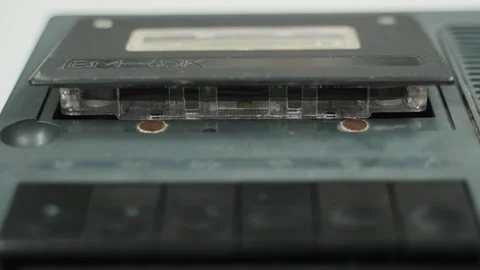 Hand presses eject button on vintage boombox Stock Footage 286333172