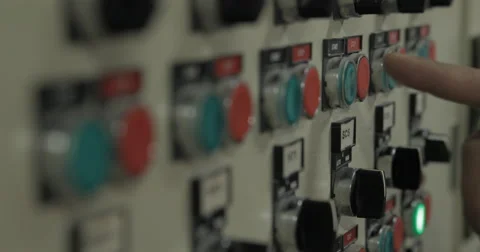 Hand Presses The Green Buttons On The Panel (4K) Stock Footage 60939142