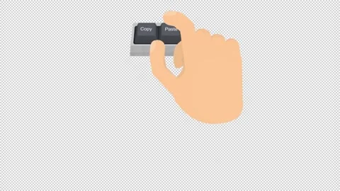 Hand presses the keyboard button. Animation of the copy and paste button Stock Footage 156624305