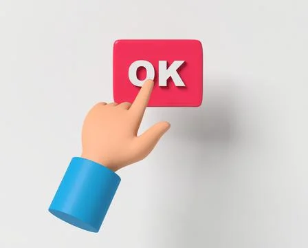 The hand presses the OK button Stock Illustration