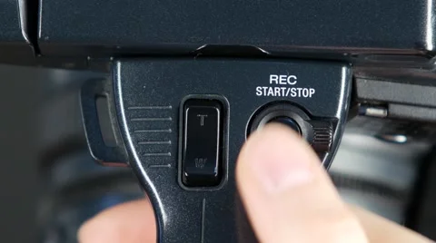 Hand presses record button, close up, front view Video stock 59849049