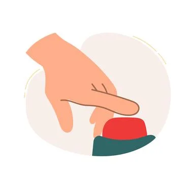 The hand presses the red button. The concept of a business idea, startup Stock Illustration