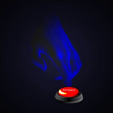 The hand presses the red power button Stock Illustration