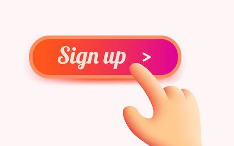 Hand presses the sign up button. Stock Illustration