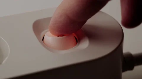 Hand presses the switch button Stock Footage 131205259