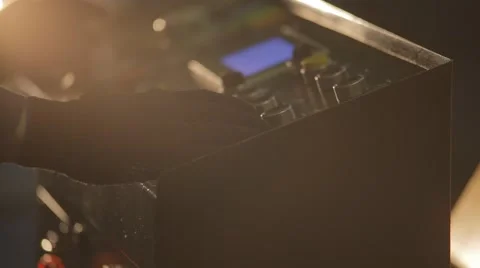 The hand presses on the touch screen on the control panel Stock Footage 68013339