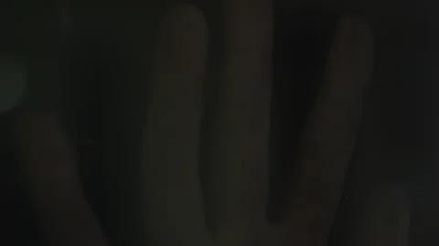 Hand Pressing Against Glass Stock Footage 208748382