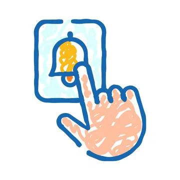Hand pressing bell button receiving notification alert Stock Illustration