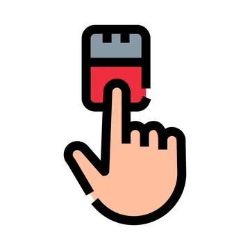 Hand pressing button activating digital interface icon イラスト素材