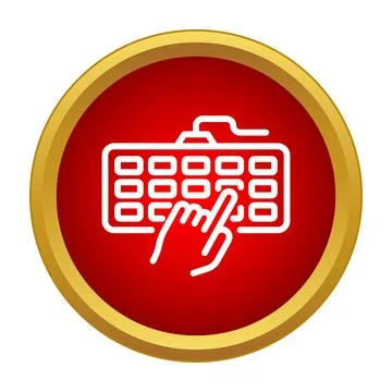 Hand pressing button on computer keyboard icon 스톡 일러스트