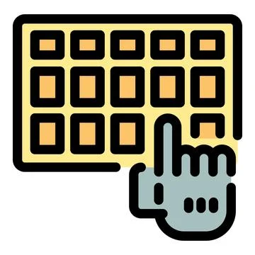 Hand pressing button on control panel, entering command Illustrazione stock