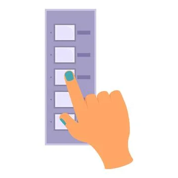 Hand pressing button on elevator control panel Ilustración de archivo